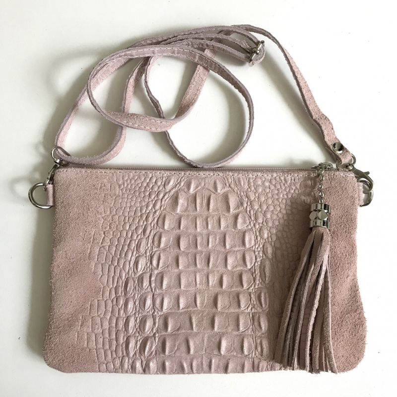 Croco clutch pudder rosa