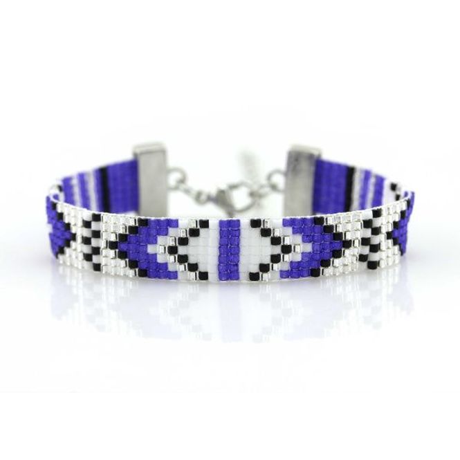 Hovedbilde Armbånd av perler blått og hvit