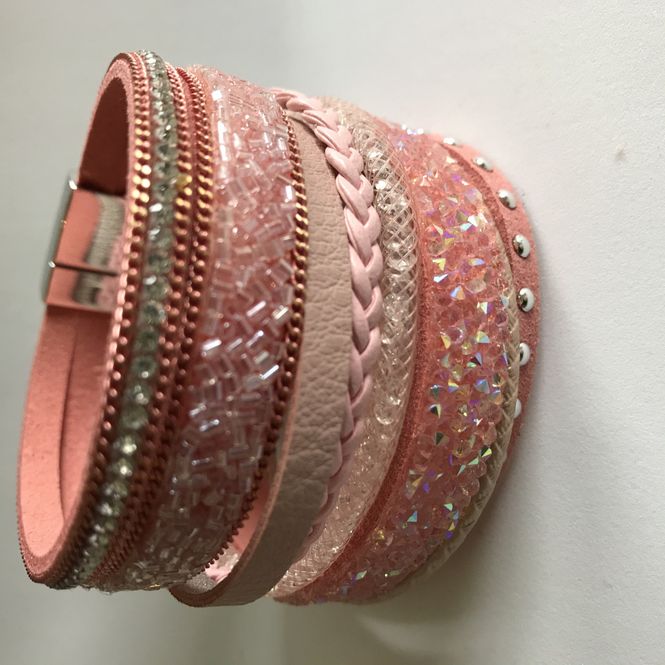 Hovedbilde Bredt armbånd med magnetlås, rosa