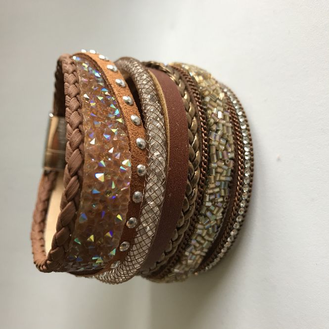 Hovedbilde Bredt armbånd med magnetlås, brunt