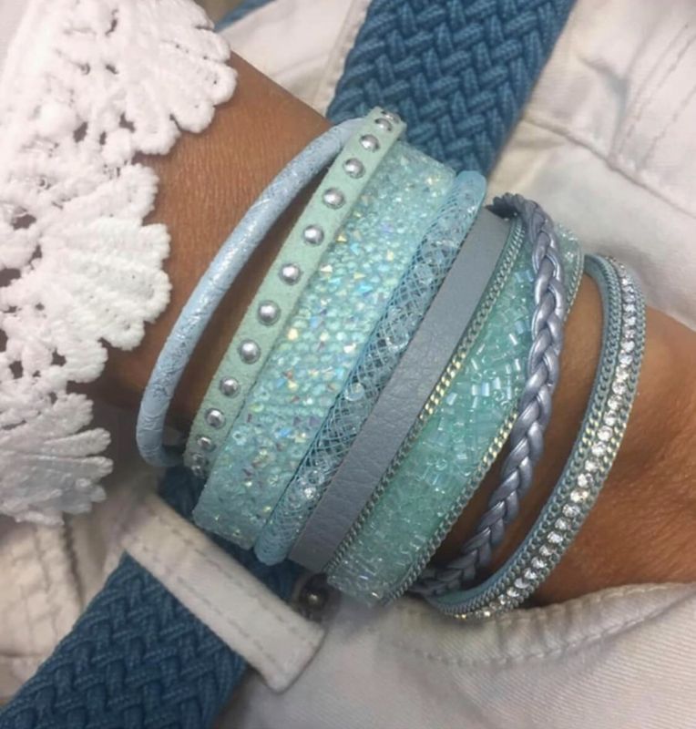 Bredt armbånd med magnetlås, turkis