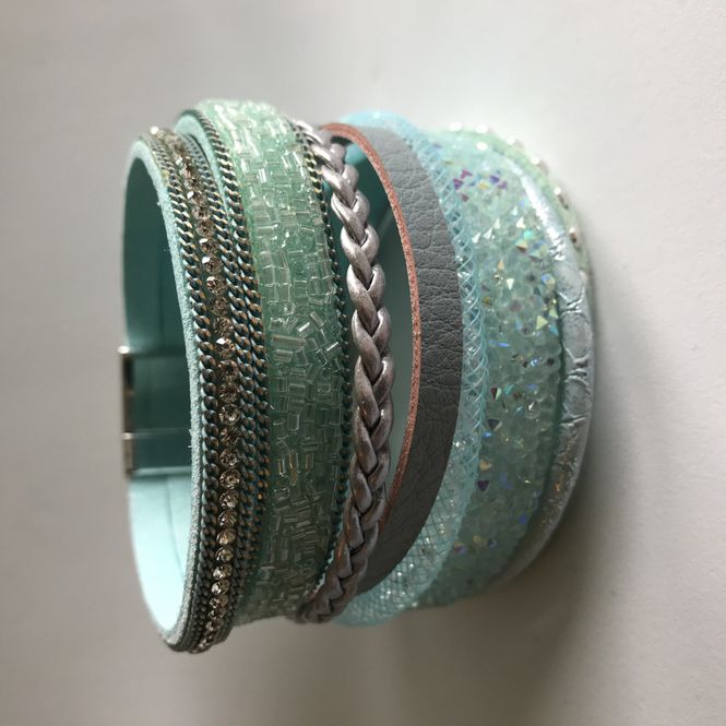 Hovedbilde Bredt armbånd med magnetlås, turkis